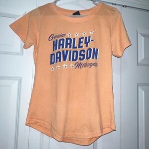 Harley Davidson orange and blue baby rhinestone tee